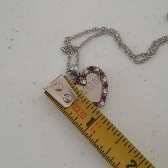 Madeline Heart Disc Crystal Embellished Heart Figural Double Pendant Necklace - Picture 9 of 9